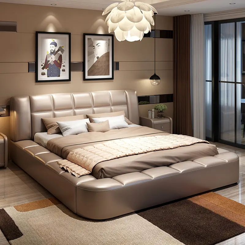 Furniture hotel sets royal classic bed leather castle bed kids 2020 modern home solid wood coolbang modern bedroom furniture