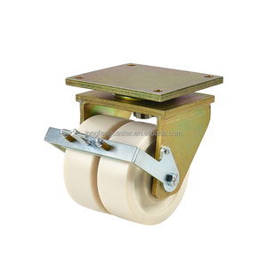 Rodízio de carga pesada Fornecedor Fabricante Logística Extra MC <span class=keywords><strong>Nylon</strong></span> Pu 150Mm <span class=keywords><strong>200Mm</strong></span> 250Mm Giratório Heavy Duty Rodízio com Freio - Product Image 1