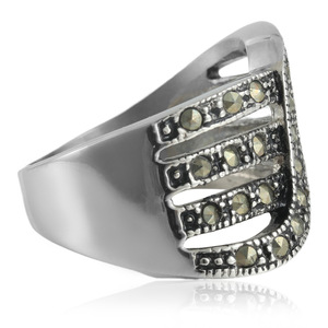 Anillo geométrico de plata tibetana con piedras preciosas, joyería de fiesta estilo punk para mujer 21056 - Product Image 2