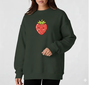 เสื้อสเวตเชิ้ตคอเต่าทรงครอป แขนเสื้อแบบดรอปโชว์เดอร์ สีพื้น แต่งลายปักแบบพิเศษสำหรับฤดูใบไม้ร่วง สำหรับผู้หญิงไซส์พลัส คอเสื้อแบบริบ - Product Image 1