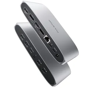 PULWTOP Displaylink Triple Display Universal Docking Station with 2 HDMI & 2 DisplayPort for MacBook M1/M2/macOS/Windows