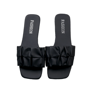 รองเท้าแตะลำลองมีจีบสำหรับผู้หญิง, ระบายอากาศน้ำหนักเบามีไซส์พิเศษรองเท้าแตะส้นเตี้ยสำหรับใส่ในฤดูร้อน - Product Image 3