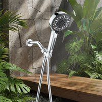 Douche à main 2-en-1 multifonctionnelle détachable, pressurisée, moderne, en acier inoxydable chromé, avec jet doux
