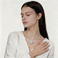 Collier pendentif classique en argent sterling 925 plaqué or blanc avec chaîne à maillons pour mariage, fiançailles, anniversaire, cadeau, fête