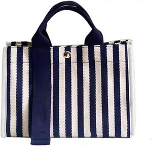 Lettre colorée rayures motif toile sac fourre-tout femmes décontracté réutilisable coton sac à bandoulière et sac à main à la mode impression conception - Product Image 1