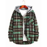 Dropshipping Veste à capuche à manches longues à carreaux pour hommes, veste chaude et décontractée à la mode pour l'automne, tissu d'extérieur