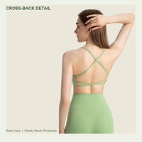 Soutien-gorge de sport dos croisé avec coussinets amovibles, logo personnalisé, bretelles spaghetti, pour femme, idéal pour le yoga, la course, le tennis et les activités physiques – Vente en gros