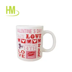 Mug keramik desain minimalis dengan pegangan tangan suvenir cetak Logo kustom untuk hadiah Hari Valentine