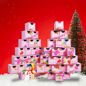 Quantité minimale de commande 50 pièces <span class=keywords><strong>rose</strong></span> <span class=keywords><strong>arbre</strong></span> forme calendrier de l'avent boîte-cadeau bijoux de noël emballage cosmétique boîtes rigides 24 tiroirs en relief - Product Image 4