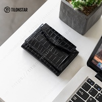 TILONSTAR TVW142 dompet kulit pola buaya, serat mikro kelas tinggi pola RFID minimalis dengan saku koin
