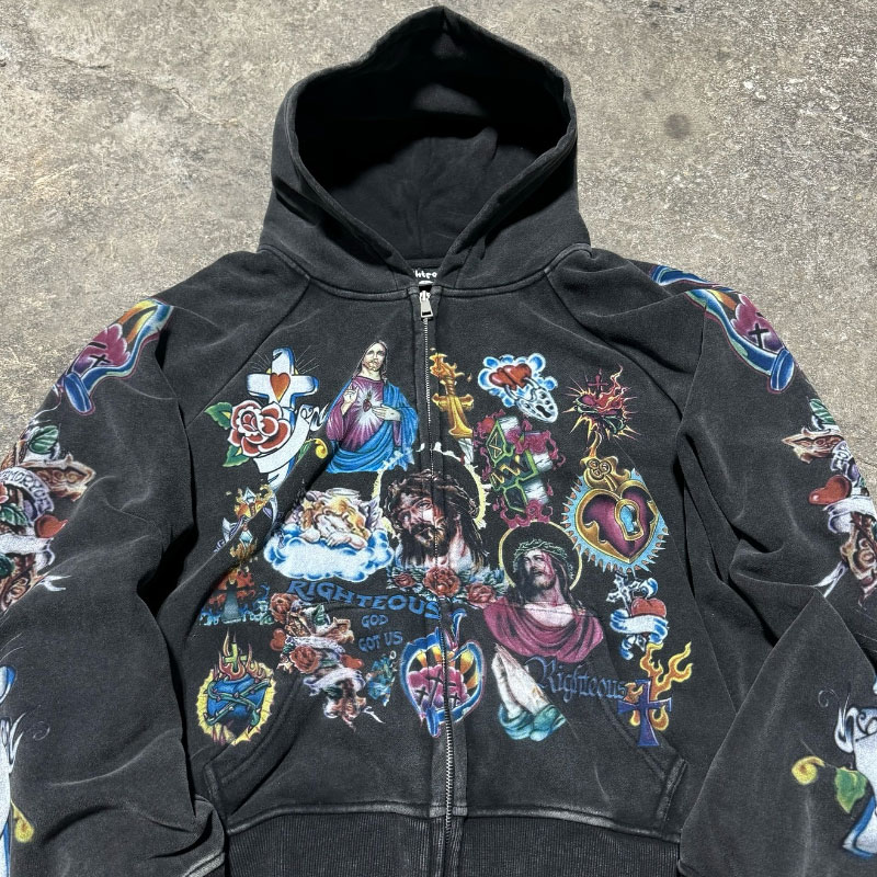 Vintage Sun Faded Black French Terry Heavy Duty Heavyweight