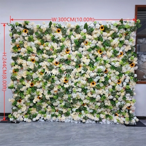 Mur de fleurs artificielles en soie personnalisable 8ft x 8ft pour toile de fond de mariage, Thanksgiving, Pâques, événements et fêtes - Product Image 2
