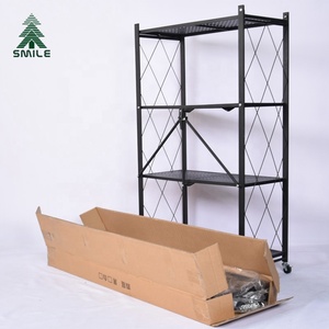 <span class=keywords><strong>Étagère</strong></span> de rangement pliable robuste avec <span class=keywords><strong>roulettes</strong></span> <span class=keywords><strong>Étagère</strong></span> de cuisine en métal noir pour salle de bain ou salon de garage - Product Image 2