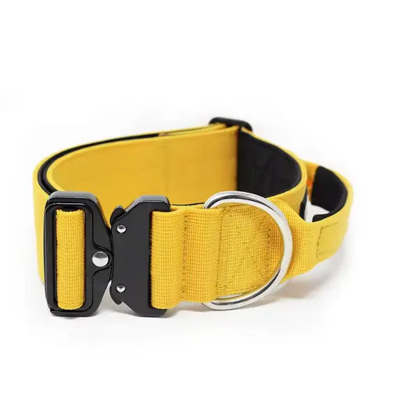 Collier tactique pour chien en nylon rembourré, réglable et à dégagement rapide, avec poignée et fermoir en métal