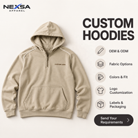 Sweat-shirts et sweats à capuche pour hommes à demi-zip, couleur beige sable doux, avec passepoil aux épaules et motif graphique lettré, en coton, décontractés, qualité premium, marque privée, vente en gros