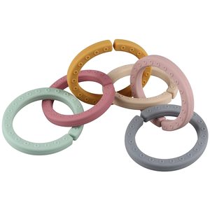 Sans BPA, vente en gros, jouet, soulagement des dents de bébé, Bracelet doux biologique, jouet, anneaux, Clip, <span class=keywords><strong>anneau</strong></span> de liaison en Silicone - Product Image 1