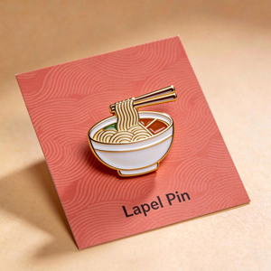 Ramen Bowl Lapel Pin Gold-Plated Hard Enamel Zinc Alloy Food Theme Collectible Art Pin - Product Image 3