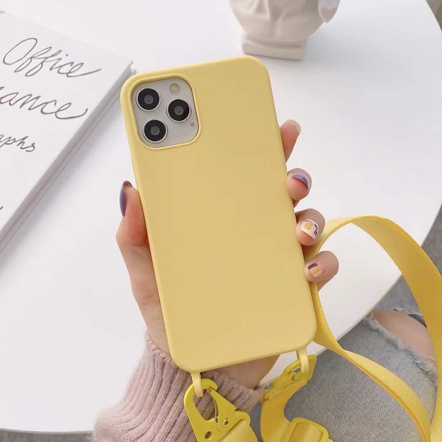 Crossbody Phone Case with Lanyard Cute Soft Silicone Case with Adjustable Shoulder Strap Shockproof Case for iPhone 16 Pro Max