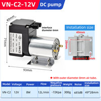 VN-C6 pompa diafragma mikro 12V 5W terlaris 7L/menit otomotif pipa pembuangan 1/2 penyegel baja tahan karat tekanan rendah Industri Otomotif