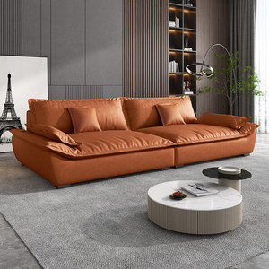 Canapé d'angle de luxe nordique Atunus pour salon, ensemble de meubles de salon en cuir - Product Image 4