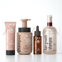 Flacon pompe en PET personnalisé pour produits féminins, nettoyant, savon, shampoing, après-shampoing, huile capillaire, ensemble d'emballage 200ml 300ml