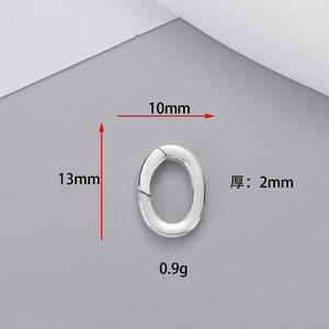 แหวนสปริงปิดจี้รูปวงรีทรงโค้งสีเงิน925แบบปรับแต่งได้ - Product Image 4