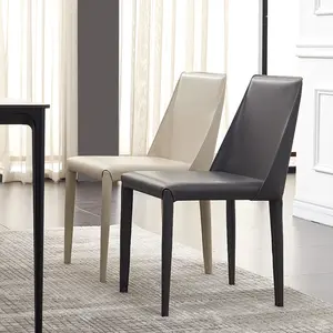 Toptan Modern tasarımcı plastik lüks ev mobilyası tik Modern rustik deri yemek odası sandalyeleri ile gümüş ayaklı