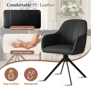 Silla de Comedor Giratoria Reclinable de Cuero PU Moderna con Diseño Ergonómico y Patas de Metal Resistentes para Comedor y Oficina - Product Image 5
