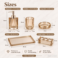 Ensemble d'accessoires de salle de bain de luxe de style européen en cristal, 5 pièces, pour hôtel : boîte à mouchoirs, distributeur de savon, diffuseur de parfum, bouteille, coton