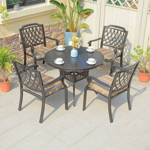 5 टुकड़े बालकनी धातु आउटडोर फर्नीचर कास्ट एल्यूमीनियम पेटियो रेस्तरां तालिका और कुर्सियों गार्डन डाइनिंग सेट - Product Image 5