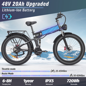 La Mejor Bicicleta Eléctrica para Adultos, 26 Pulgadas, con Batería de Litio y Motor en el Buje Trasero, Neumáticos Anchos, Plegable para Viajes Urbanos, H26 Pro - Product Image 5