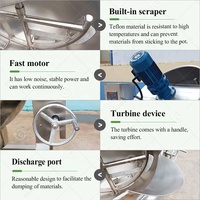 Jacket Boiler Sandwich Enkelfasige Dubbele Pot Honingmachine Suikersmeltmachine 300l Elektrische Vacuüm Roermachine met Roerder