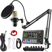 Set Mikrofon Cantilever Kartu Suara F998 untuk Rekaman Karaoke, Podcast Langsung, Peralatan Studio, Mikrofon Profesional untuk Ponsel