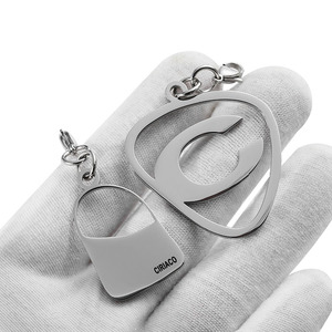 Cá nhân hoá biểu tượng tùy chỉnh hình dạng kim loại thép không gỉ <span class=keywords><strong>Keychain</strong></span> quyến rũ Mặt dây chuyền Rỗng thư Bảng chữ cái Thương hiệu Keyring Móc chìa khóa - Product Image 3