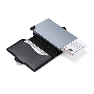 High Quality Crazy Horse Pu Leather Auto-eject Mini Men <b>Smart</b> <b>Wallet</b> Portefeuille Pop-up Aluminum Alloy Anti-theft Popup <b>Wallet</b> - Product Image 4