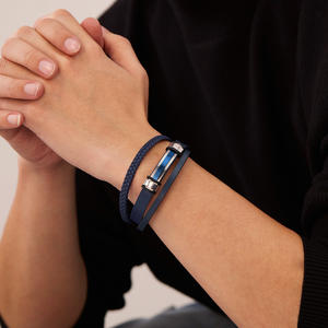 Moda 3 katmanlar örgülü kordon el yapımı dokuma halat deri erkek bilezik bileklik süsler özelleştirmek toptan deri bilezikler - Product Image 4