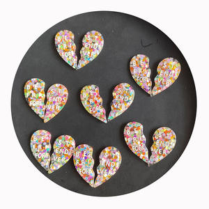 Charmes en forme de cœur de 39 mm, en résine, à dos plat, cabochons à dos plat, remplissages de paillettes arc-en-ciel pour slime, artisanat DIY, décoration de bijoux - Product Image 3