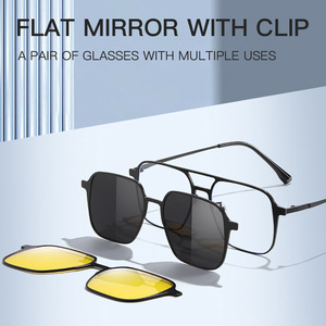 Magnetic <b>Clip</b>-On Sunglasses Metal <b>Frame</b> TAC Lens UV400 Night Vision For Men - Product Image 4