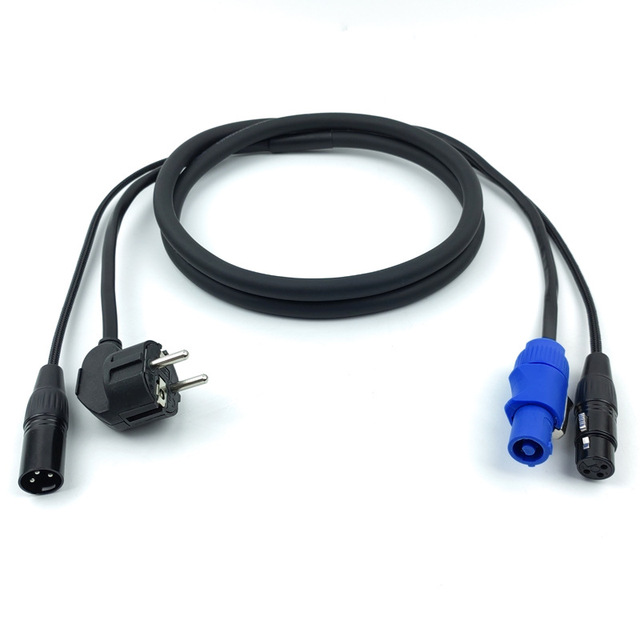 Stage Lighting Beam 3x25 Square Euro-standard Power Cord Blue Plug/DMX512 Signal Cable Oxygen-free Copper Cannon Cable