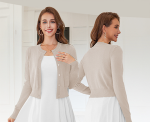 YATI Women's Cropped Cardigan Sweaters 2026 Button Down Long Sleeve Knit <strong>Bolero</strong> <strong>Shrugs</strong> <strong>for</strong> <strong>Dresses</strong> Suitable Spring Autumn Wear - Product Image 5