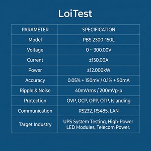 Alimentation régénérative LOITEST PBS 2300-150L 3U pour montage en rack |   Source de courant élevé pour batterie 300V/150A/12kW 95% - Product Image 2