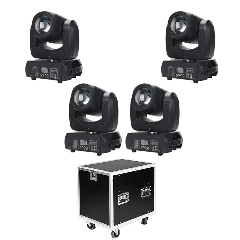 4PC 100W Dmx 8 Gobo Colors 18 Prism Led Beam Moving Head Light With Road Case