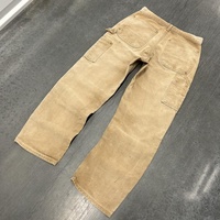 Jean Denim Peintre Double Couche Jeans Pantalon Cargo Régulier Personnalisé Hommes Vintage Noir Double Genou Travail Pantalon de Charpentier
