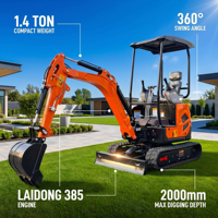 Mini-excavatrice sur chenilles 1,5T 1,8T 2T 2,5T 3T – Vente directe usine pour construction, agriculture, jardinage – Garantie