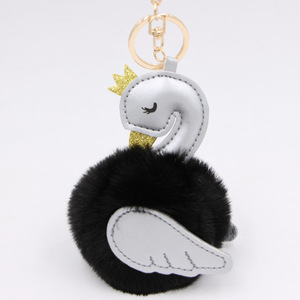 <strong>Swan</strong> Pom Pom Keychain PU Leather Animal Key Ring Furry Puff Ball Bag Hanger Fashionable <strong>Swan</strong> Promotion Gifts Plush <strong>Keychains</strong> - Product Image 5