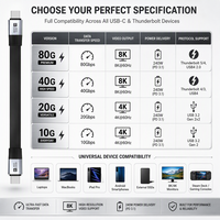 Kabel USB C Male ke USB C Male USB 3.2 Gen 2 Fungsi Penuh Lurus Pipih 10Gbps 240W 4K 60Hz PD Pengisian Cepat Kabel Data