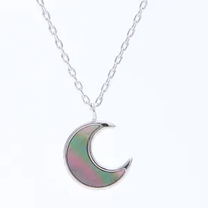 2023 Hot selling 925 sterling silver glossy crescent new women's jewelry shell half moon necklace