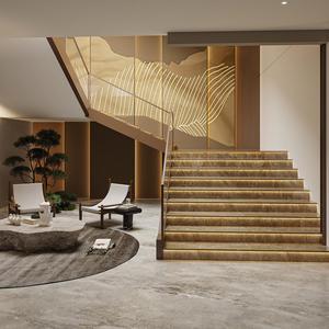 Baldosa de Escalera <span class=keywords><strong>con</strong></span> Incrustaciones Doradas Brillantes de 480x1200mm, Resistente al Desgaste, Antideslizante, <span class=keywords><strong>con</strong></span> Acabado Metálico, para Apartamentos y Escuelas - Product Image 1