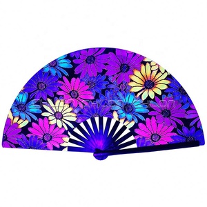 Personalized Decoration Black <b>Large</b> Wooden Folding Custom Printing Bamboo Hand <b>Fan</b> for Gifts - Product Image 1