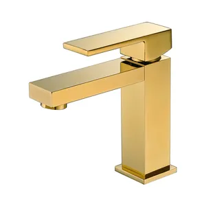 Small Gold plating single handle basin brass bathroom faucet water tap